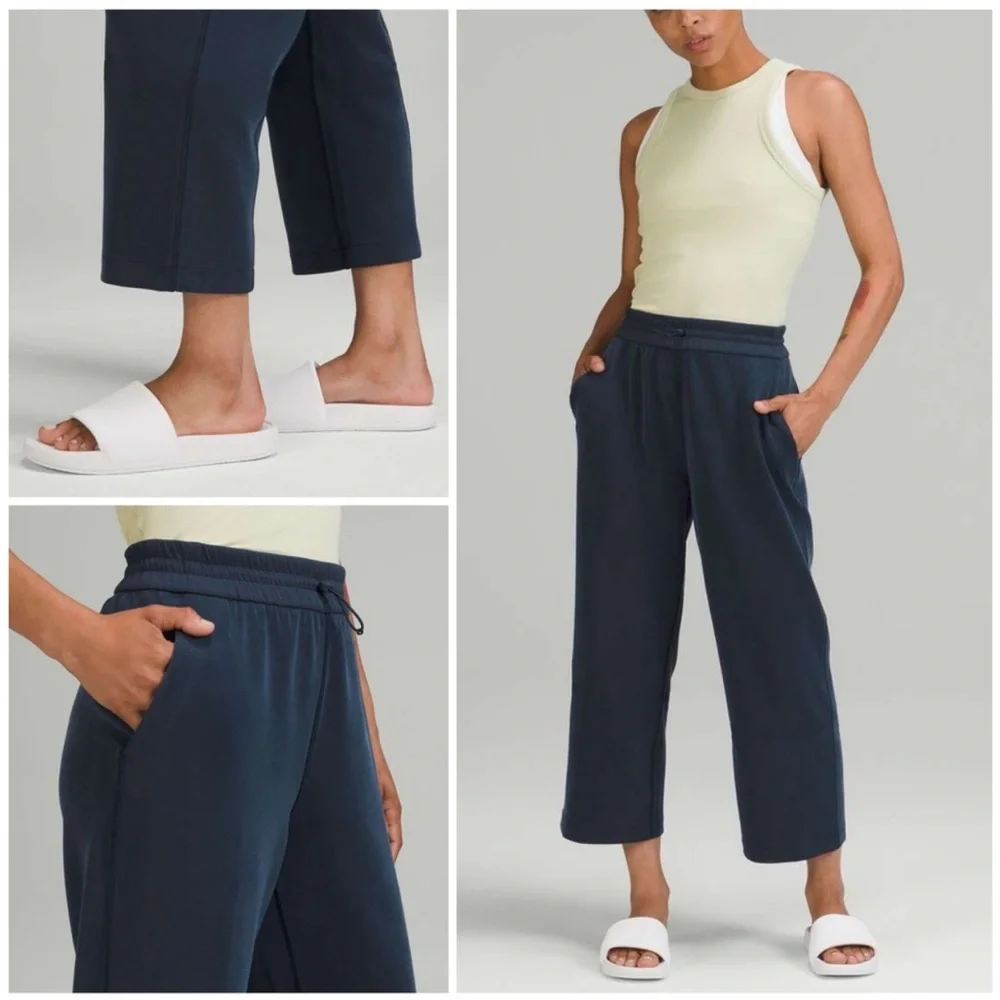 LIKE NEW Lululemon Softstreme High Rise Straight Leg Crop Pants True Navy - 12